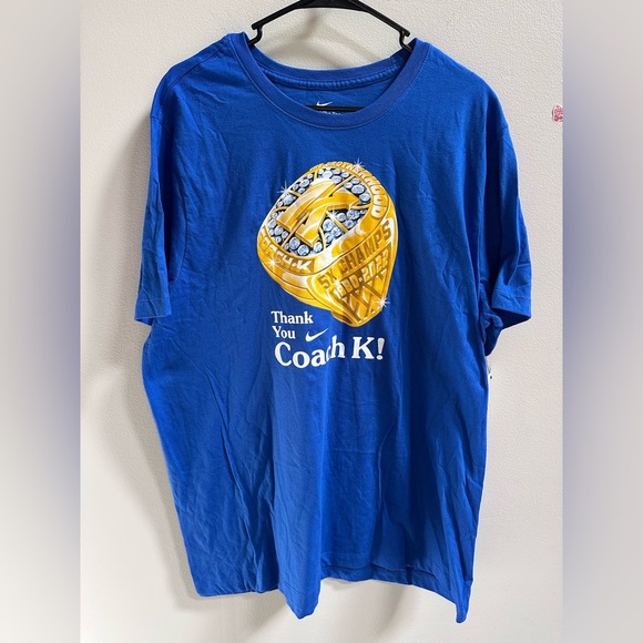 NEW Nike Duke Blue Devils Thank You Coach K Ring T-Shirt Men’s XL Royal Blue - Picture 3 of 8